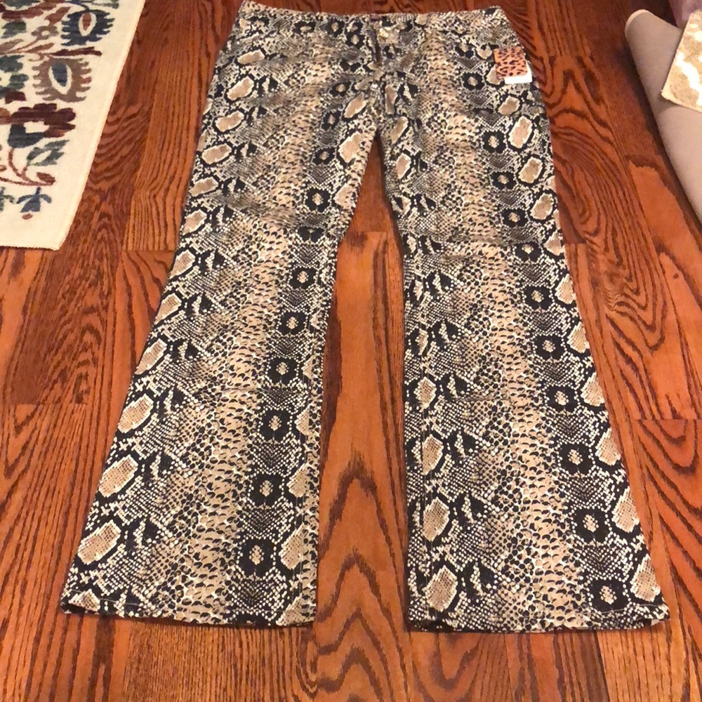 Snake print pants with bling on back pockets